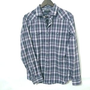 Banana Republic M Mens Purple Plaid Western Shirt